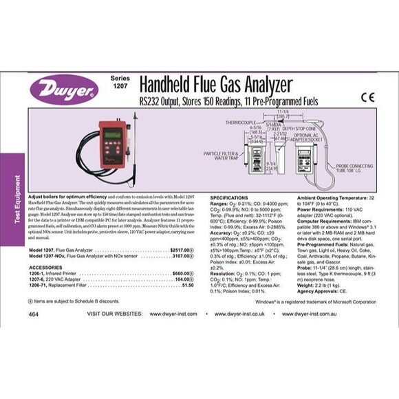 Dwyer Model 1207A Handheld Flue Gas Analyzer Tester Industrial Testing Equipment - Picture 11 of 12